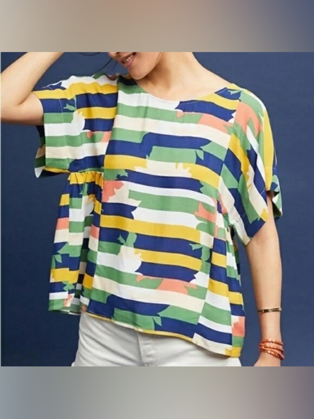 Anthropologie Maeve Milla Striped Boho Sleeve Top Small